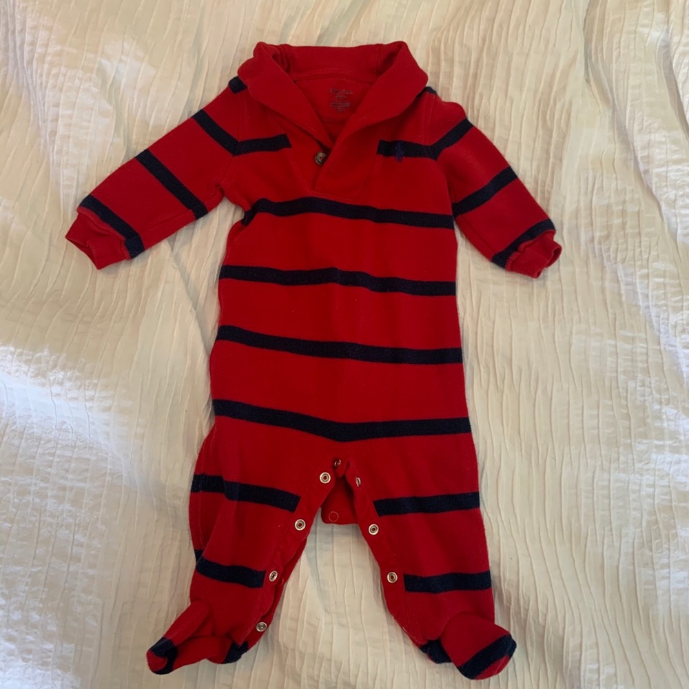 Ralph Lauren rugby stripe footed one piece